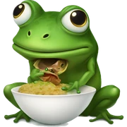 A frog eating an alien sticker