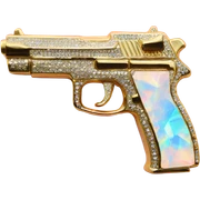 opal crystal rhinestone gold gun sticker