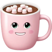 Light Pink mug of hot chocolate with marshmallows  sticker
