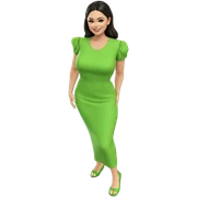 smiling girl in green dress sticker