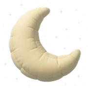 crescent moon floating in a starry sky, soft plush look, dreamy atmosphere sticker