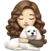 White girl brown hair sleeping with Mini Bichon sticker