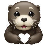 sea otter holding a white heart sticker