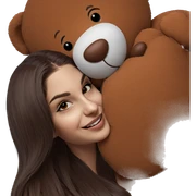 smiling girl with teddy bear sticker