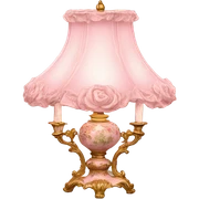 highly detailed vintage rococo light pink dainty floral lamp sticker