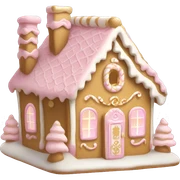 light pink and gold and white gingerbread house sticker