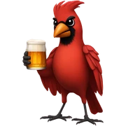 cardinal holding a beer sticker