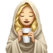 Blonde girl inside a blanket sipping coffee eyes closed sticker