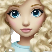 ocean blue doll eyes, blonde hair, feminine, pink, girl, angelic sticker