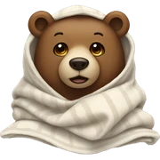 bear cozy in blanket sticker