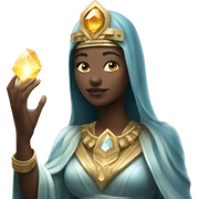 Priestess with a crystal glowing in her hand sticker