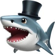 Shark with a top hat sticker