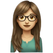 Girl with brown hair and bangs and glasses sticker