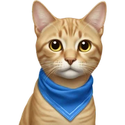 Cat wearing blue bandanna on face sticker