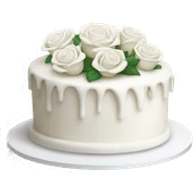 All white birthday cake with white roses sticker