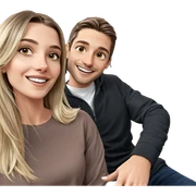 smiling couple at restaurant sticker