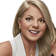 blonde girl smiling with jewelry sticker