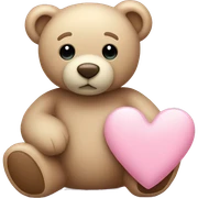 beige teddy bear and a pink pastel heart sticker