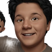 smiling boy portrait with black hair sticker