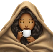 girl inside a blanket sipping coffee eyes closed sticker