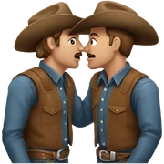Two cowboys kissing safe for work with the words “Brad Boyz” in behind them sticker