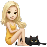 Blond white girl with black cat sticker
