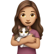 Brown hair girl holding a cat sticker