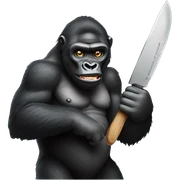 crazy gorilla with big knife sticker
