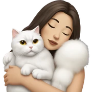 Brunette woman snuggling white Persian cat sticker