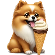 Pomeranian eating ice cream sticker
