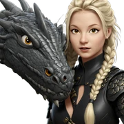 blonde girl with dragon armor sticker