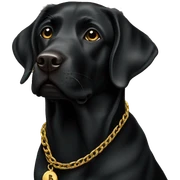 Black Labrador with gold chain b  sticker