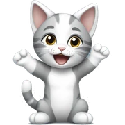 Gray and white kitten with arms up  sticker