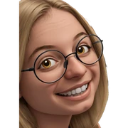 smiling girl with round glasses sticker
