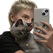 boy with cat and jewelry sticker