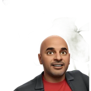 bald man in red shirt sticker
