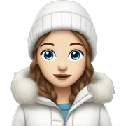 White girl with Brown hair blue eyes in white winter outfit sticker