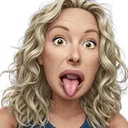 blonde girl sticking out tongue sticker