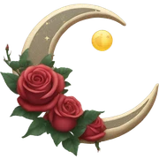 crescent moon with roses  sticker