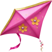 Pink kite with glitter and covered in flowers  sticker