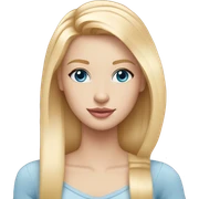 Pretty blonde girl with blue eyes light pink lips and very blonde straight hair sticker