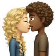 Blonde curly hair girl kissing tall brown hair guy sticker