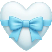 White heart with baby blue bow  sticker