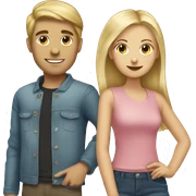 blonde girl with brunette boy couple sticker