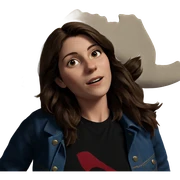 brown hair in denim jacket sticker