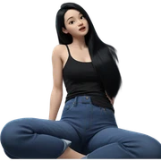 girl with black hair jeans sticker