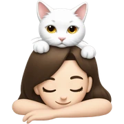 White kitty sleeping on brunette white girl's lap sticker