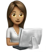 working girl with computer sticker