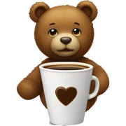 Teddy bear holding a coffee sticker