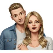 happy couple in denim style sticker